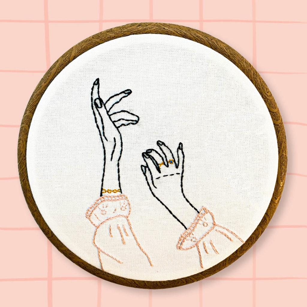 kit de broderie "Les mains libres"