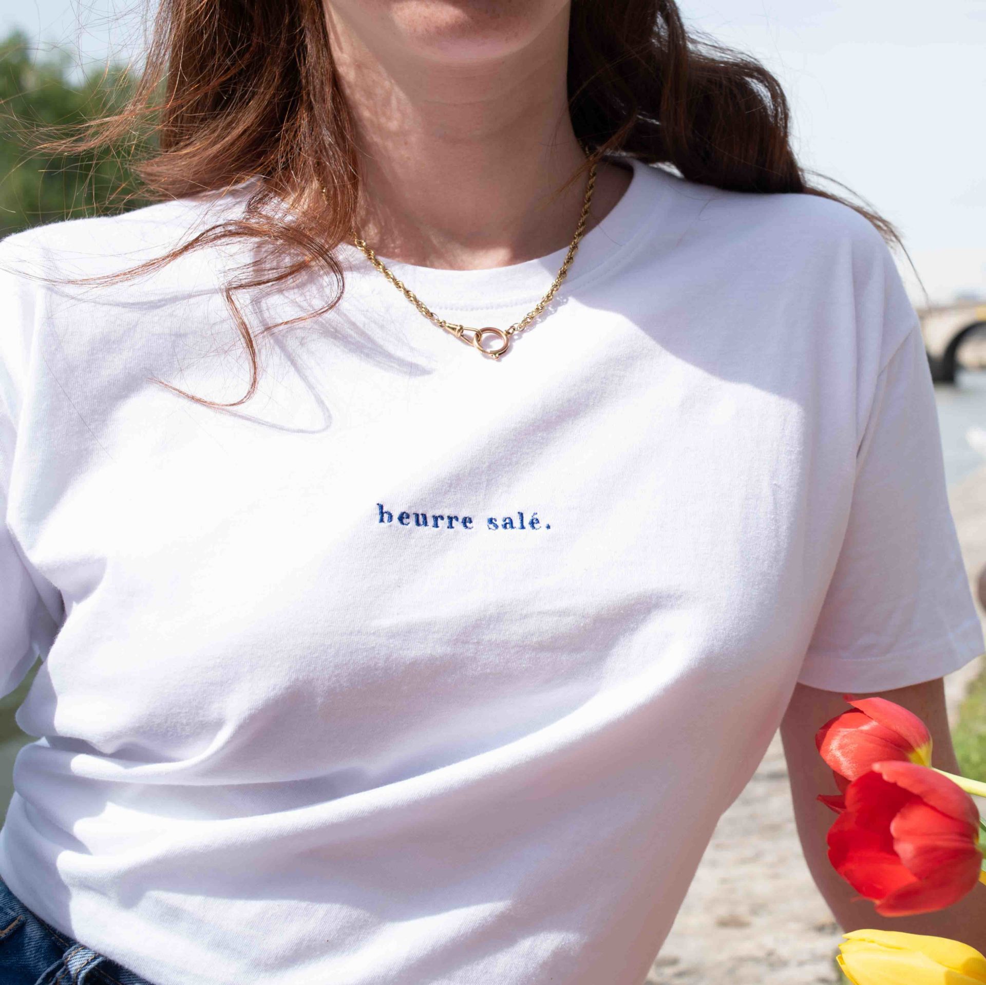 T-shirt brodé beurre salé