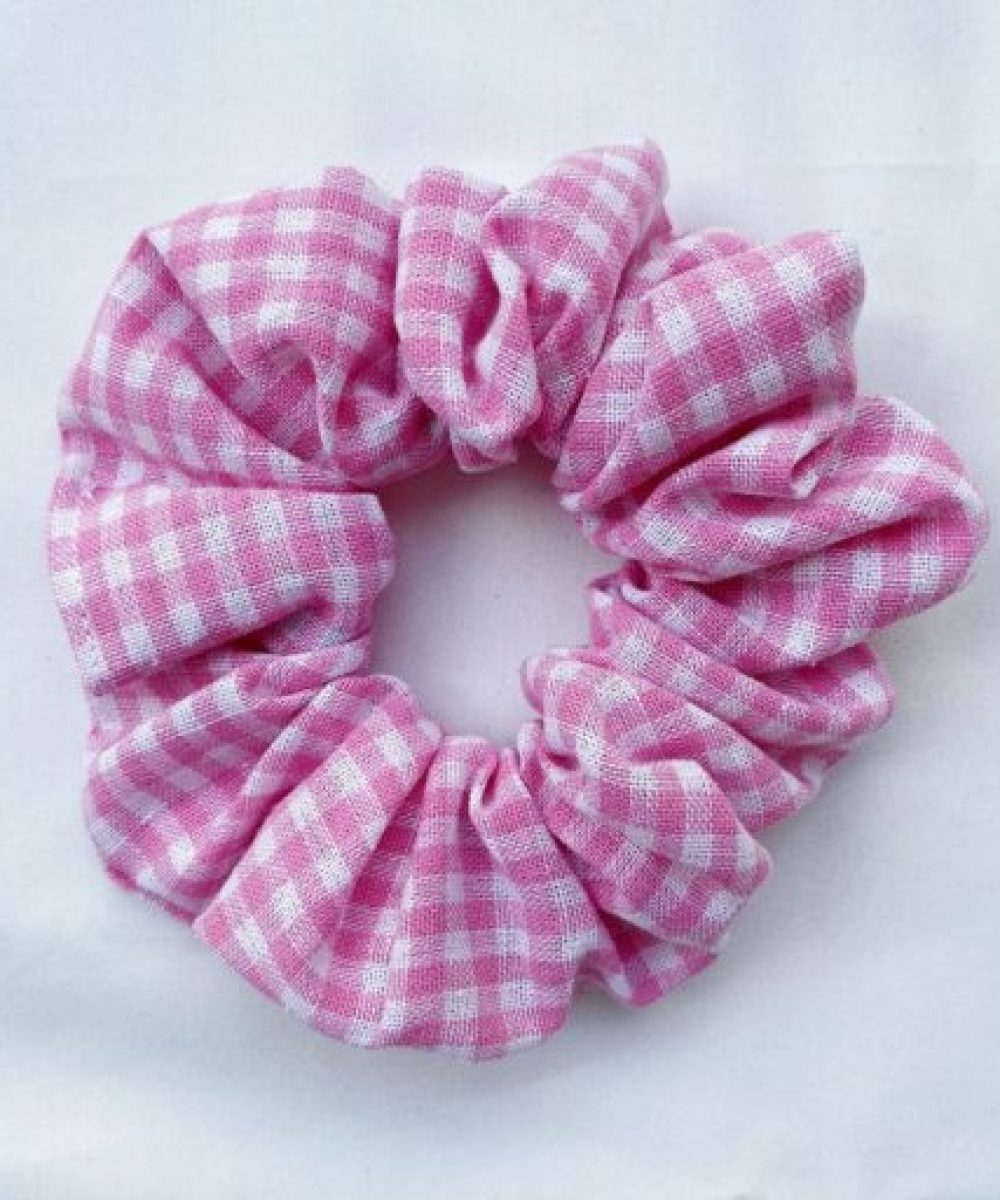 chouchou upcyclé vichy rose