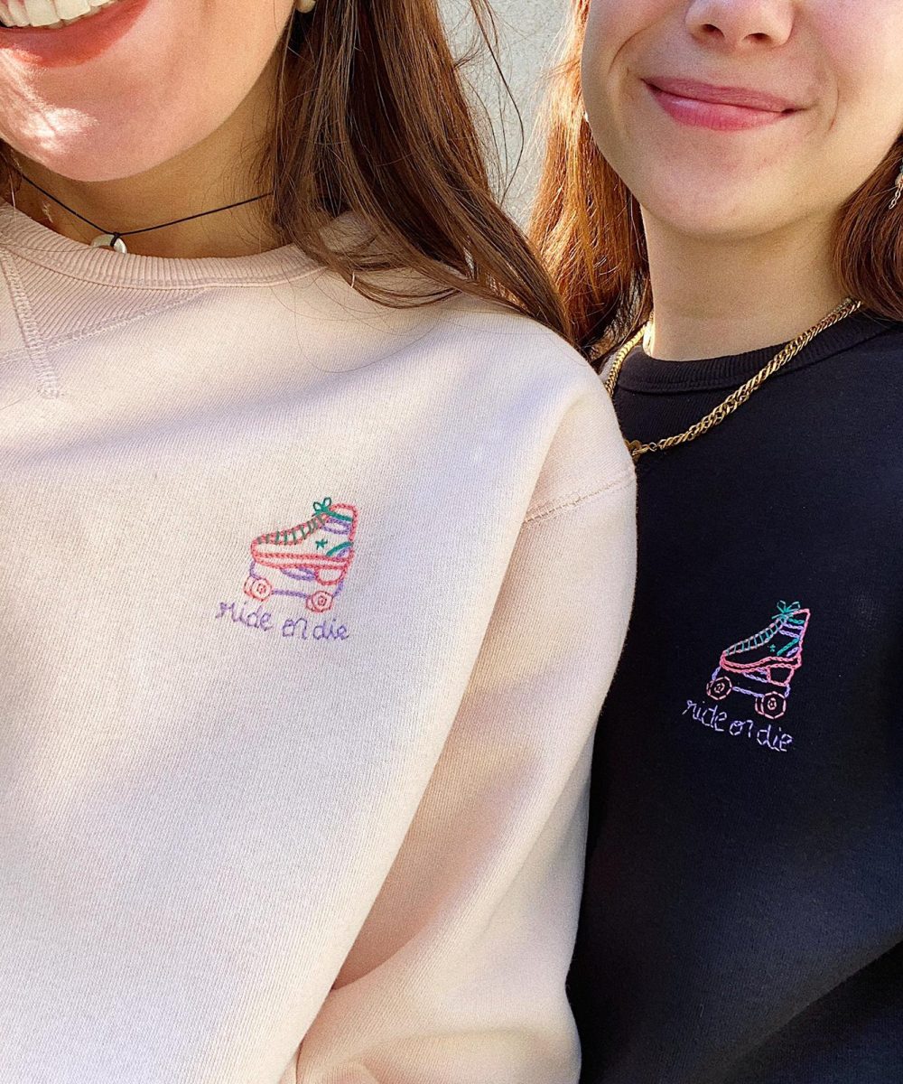 sweat Ride or die brodé à la main