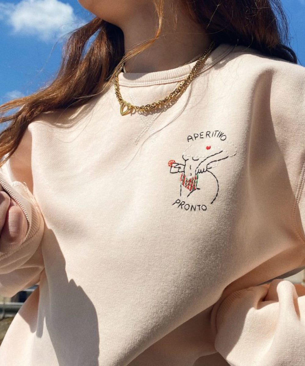 sweat brodé à la main Aperitivo Pronto