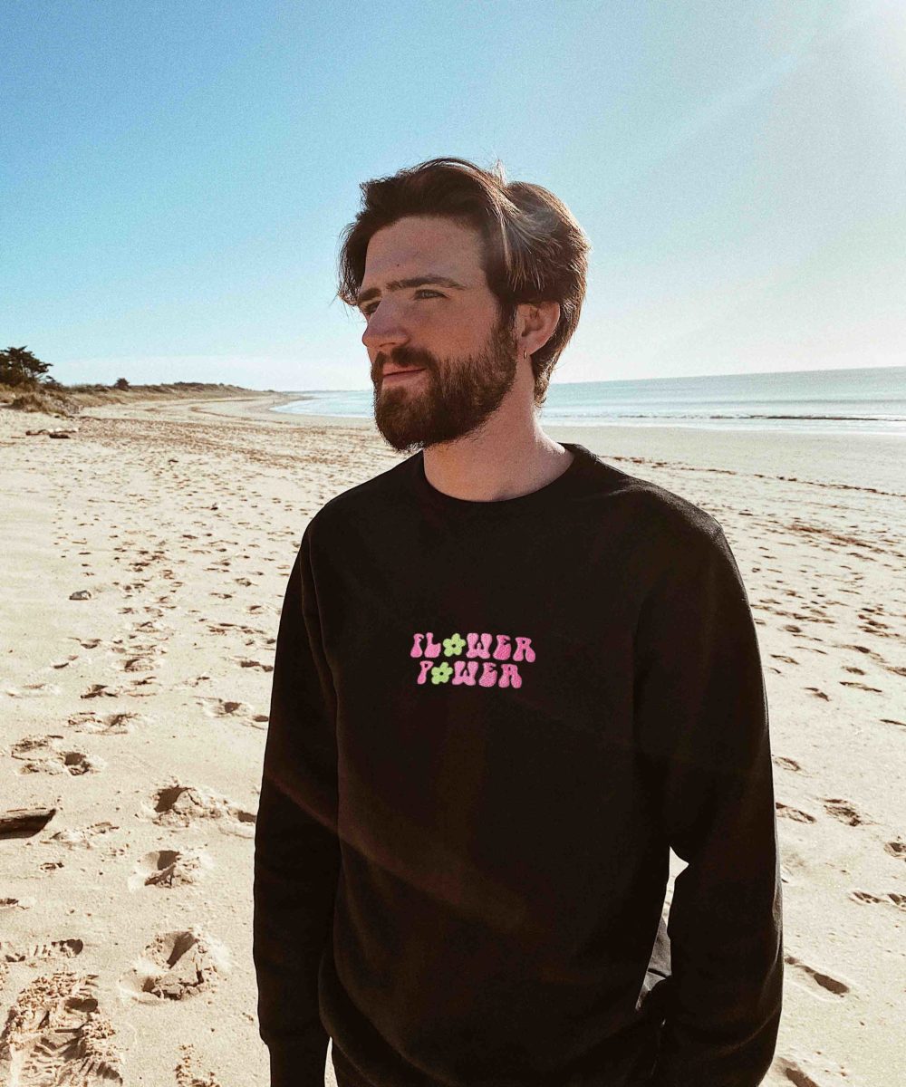 Sweat brodé Flower Power
